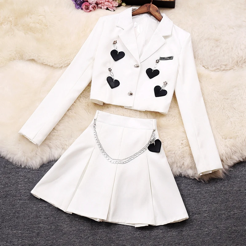 Fall 2022 Spring New Korean Style Women's Love Ornames Small Suit Jacket Skirt Short Skirt Two-Piece Suit Fashion
Fall 2022 Spring New Korean Style Women's Love Ornames Small Suit Jacket Skirt Short Skirt Two-Piece Suit Fashion