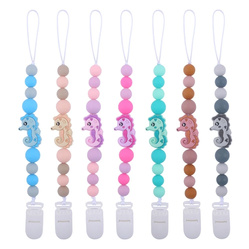 Cute Sea Horse Silicone Bead Pacifier Clip for Baby Girl Boy Soother Chain Holder Newborn Teething Toy Shower Gift G2AE
Cute Sea Horse Silicone Bead Pacifier Clip for Baby Girl Boy Soother Chain Holder Newborn Teething Toy Shower Gift G2AE