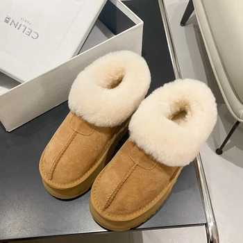 2023 Luxury Winter Snow Boots for Women Long Plush Warm Platform Ankle Boots Woman Thick Bottom Anti Slip Cotton Shoes Plus Size