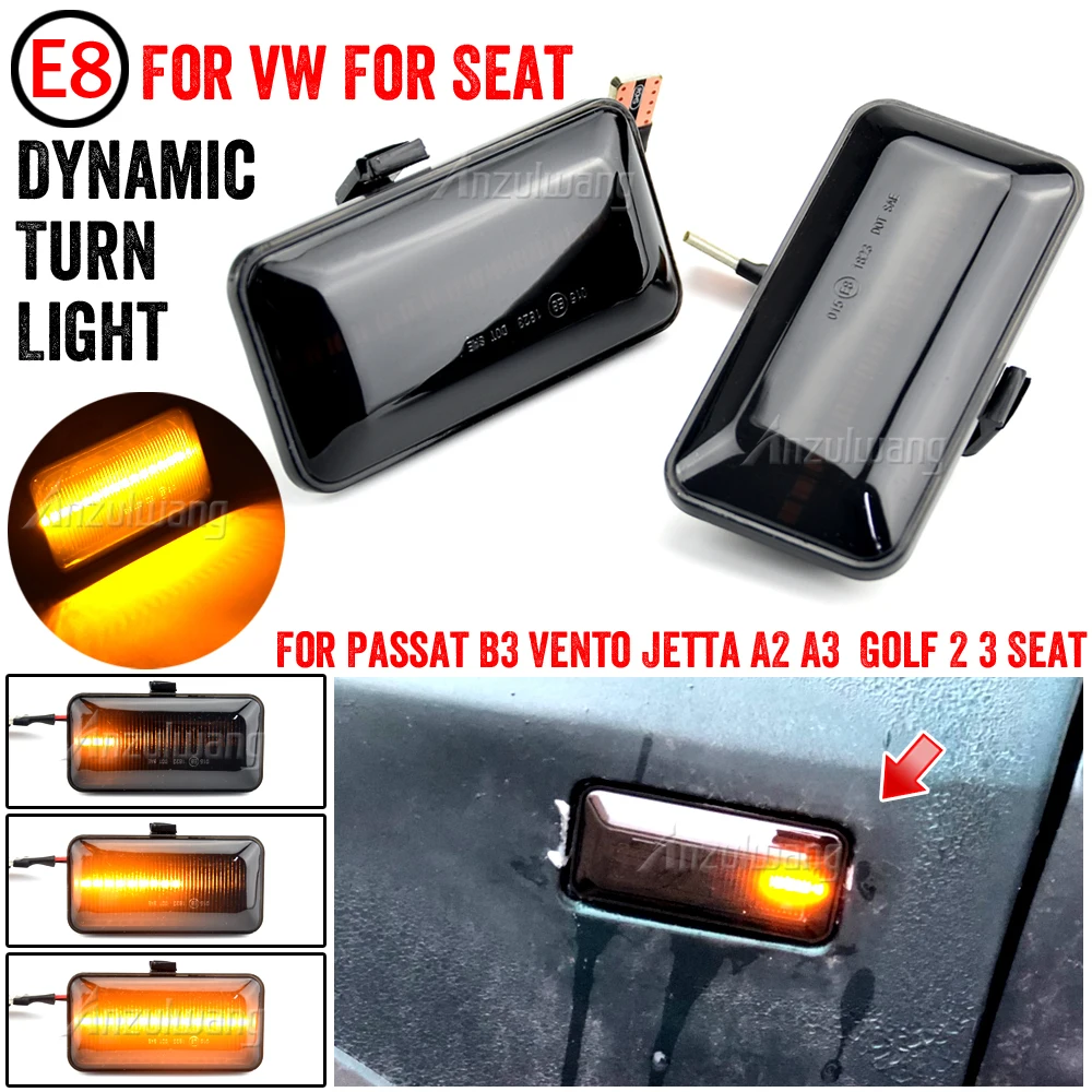 

2Pcs Dynamic LED Side Marker Light Turn Signal Blinker Lamps For VW Golf 2 3 Passat B3 Vento Jetta A2 A3 Seat Ibiza 2 Cordoba 1