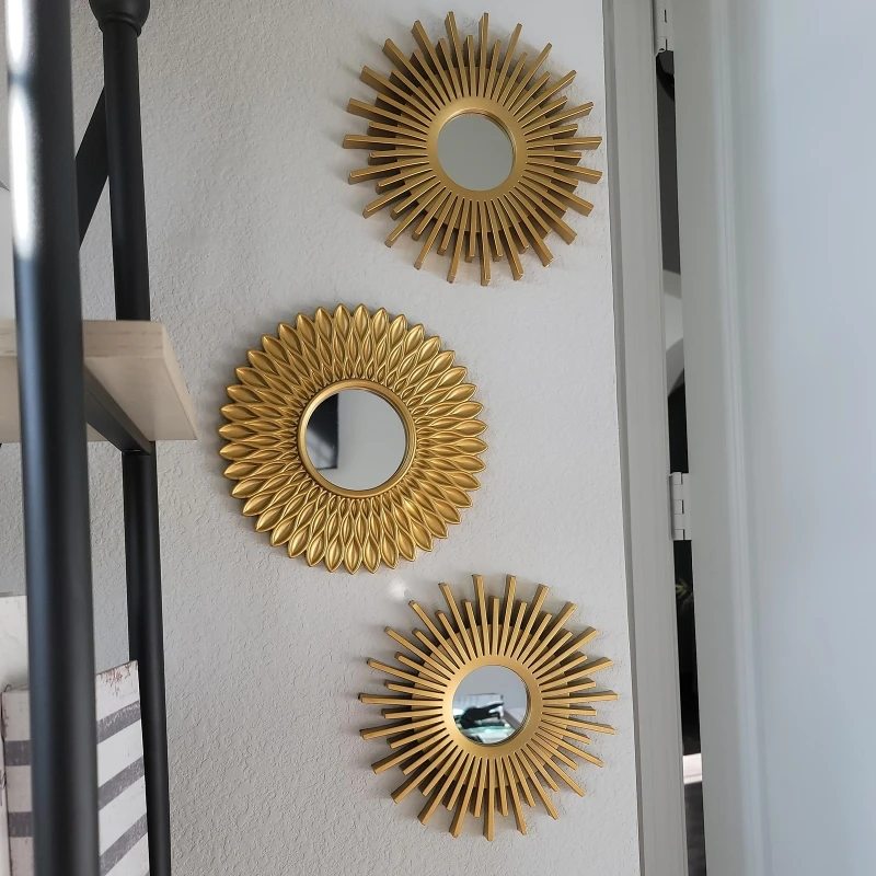 Gold Mirrors for Wall Decor Set of 3 Hanging Ornament Art Crafts Supplies for Home Bedroom Bathroom Small Round Wall Mirror
Gold Mirrors for Wall Decor Set of 3 Hanging Ornament Art Crafts Supplies for Home Bedroom Bathroom Small Round Wall Mirror