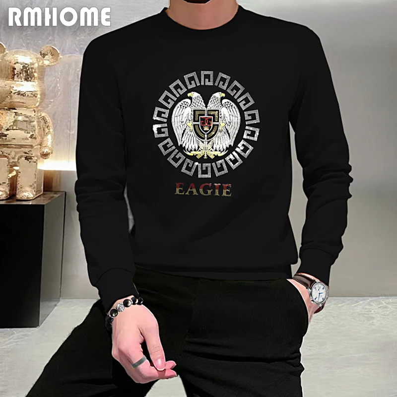 Trendy Fashion Men's Sweater Hoodies Sequin Print Eagle O-neck Long Sleeved T-shirt Pullover High-quality Male Autumn Clothing
Trendy Fashion Men's Sweater Hoodies Sequin Print Eagle O-neck Long Sleeved T-shirt Pullover High-quality Male Autumn Clothing
