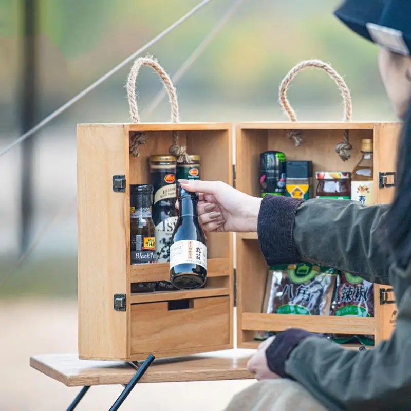 Camping Multilayered Seasoning Cabinet Wooden Spice Storage Bins Portable BBQ Spice Shaker Container Holder Organizer
Camping Multilayered Seasoning Cabinet Wooden Spice Storage Bins Portable BBQ Spice Shaker Container Holder Organizer