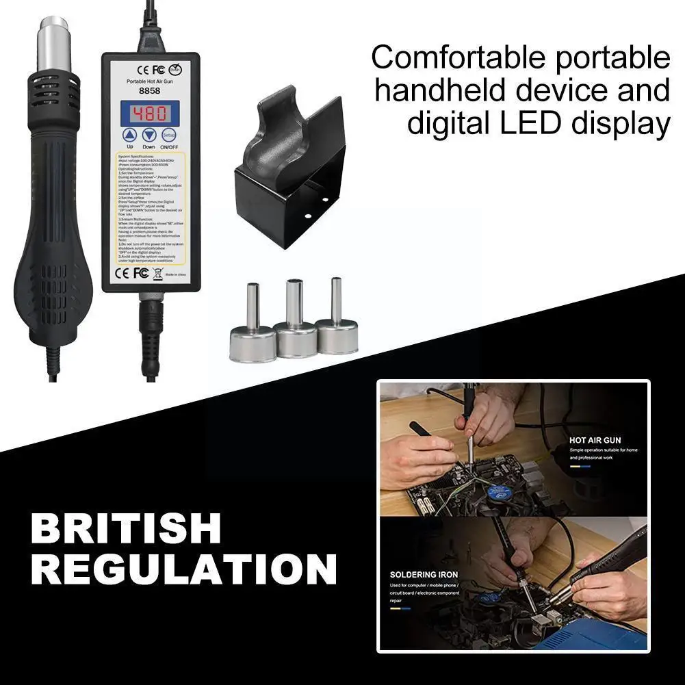 8858 Hot Air Gun Portable Bga Rework Solder Station Hot Heater Blower Soldering Ceramic Hairdryer Air With Dryer Hair 100-2 C9a7
8858 Hot Air Gun Portable Bga Rework Solder Station Hot Heater Blower Soldering Ceramic Hairdryer Air With Dryer Hair 100-2 C9a7