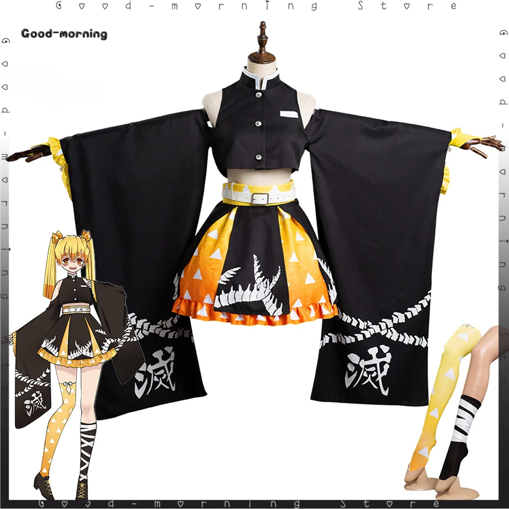 Anime Demon Slayer Agatsuma Zenitsu Cosplay Girls Skirt Top Set Outfits Kimono Costume Halloween Carnival Suit
Anime Demon Slayer Agatsuma Zenitsu Cosplay Girls Skirt Top Set Outfits Kimono Costume Halloween Carnival Suit