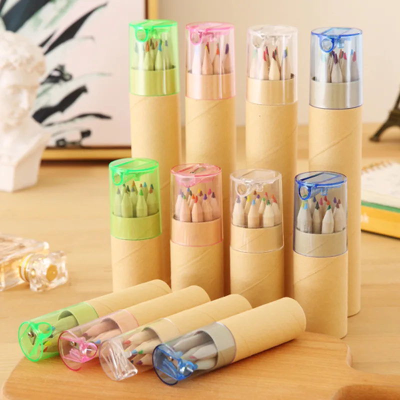 

Pencil Crayon Kids Barreled Stationery Painting Pencil Kawaii Tool 12 Oily Art For 2022 Colored Supplies School Color Cheap