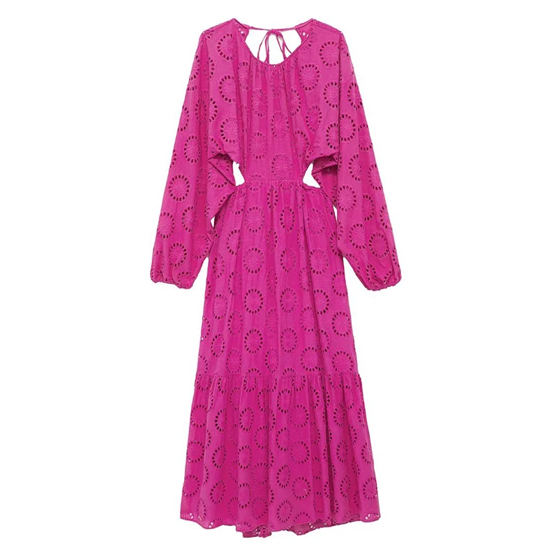 2022 Spring Women Fashion Rose Red Cutout Embroidered Dress Casual Loose Long Sleeve Backless Lacing Female Long Dress HH6613
2022 Spring Women Fashion Rose Red Cutout Embroidered Dress Casual Loose Long Sleeve Backless Lacing Female Long Dress HH6613