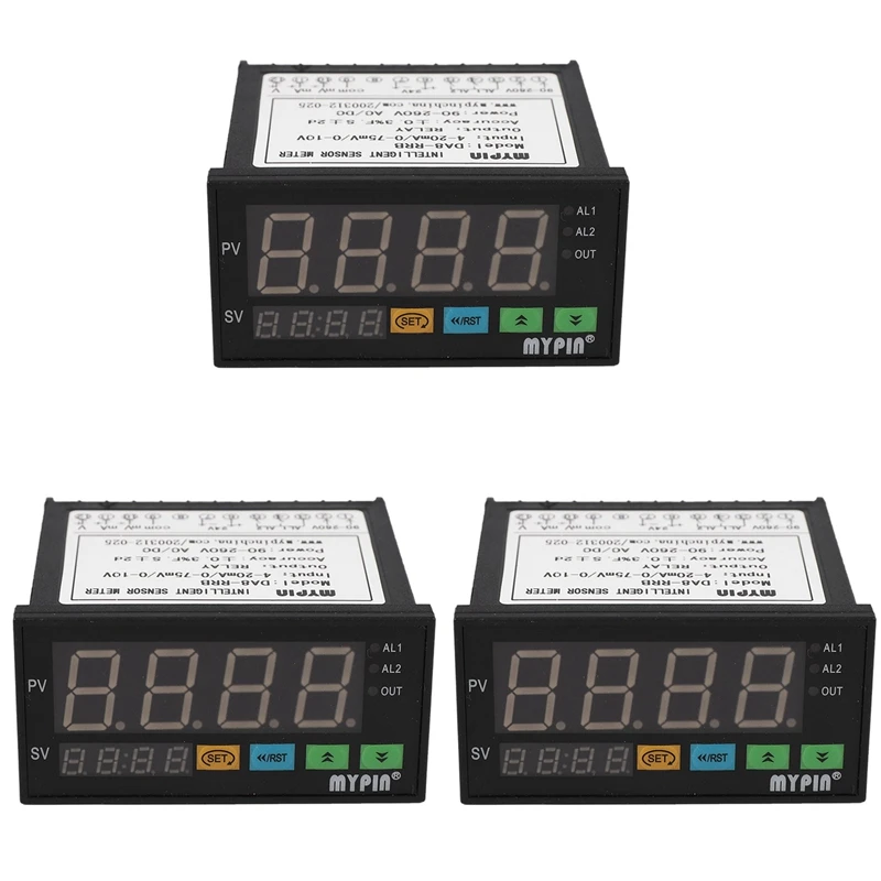 

3X Mypin Digital Sensor Meter Multi-Functional Intelligent LED Display 0-75Mv/4-20Ma/0-10V 2 Relay Alarm Output Da8-Rrb