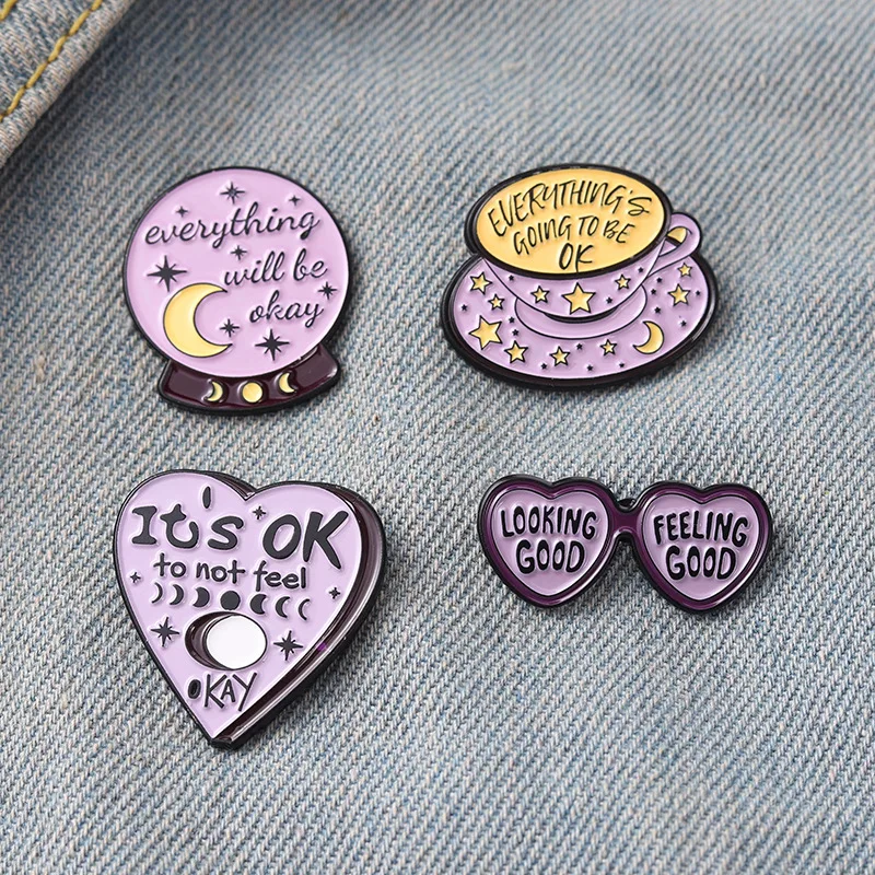 Looking Good Feeling Good It's Ok Positive Slogan Enamel Brooch Diy Purple English Letter Motto Pins Jewelry
Looking Good Feeling Good It's Ok Positive Slogan Enamel Brooch Diy Purple English Letter Motto Pins Jewelry