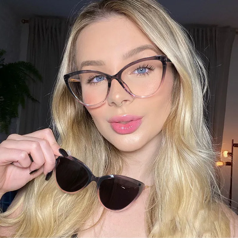 95658 New Brand Polarized Clip Flip Sunglasses Women Cat Eye Frame Anti-Blue Light Glasses Magnetic Dual-Purpose Eyeglasses
95658 New Brand Polarized Clip Flip Sunglasses Women Cat Eye Frame Anti-Blue Light Glasses Magnetic Dual-Purpose Eyeglasses