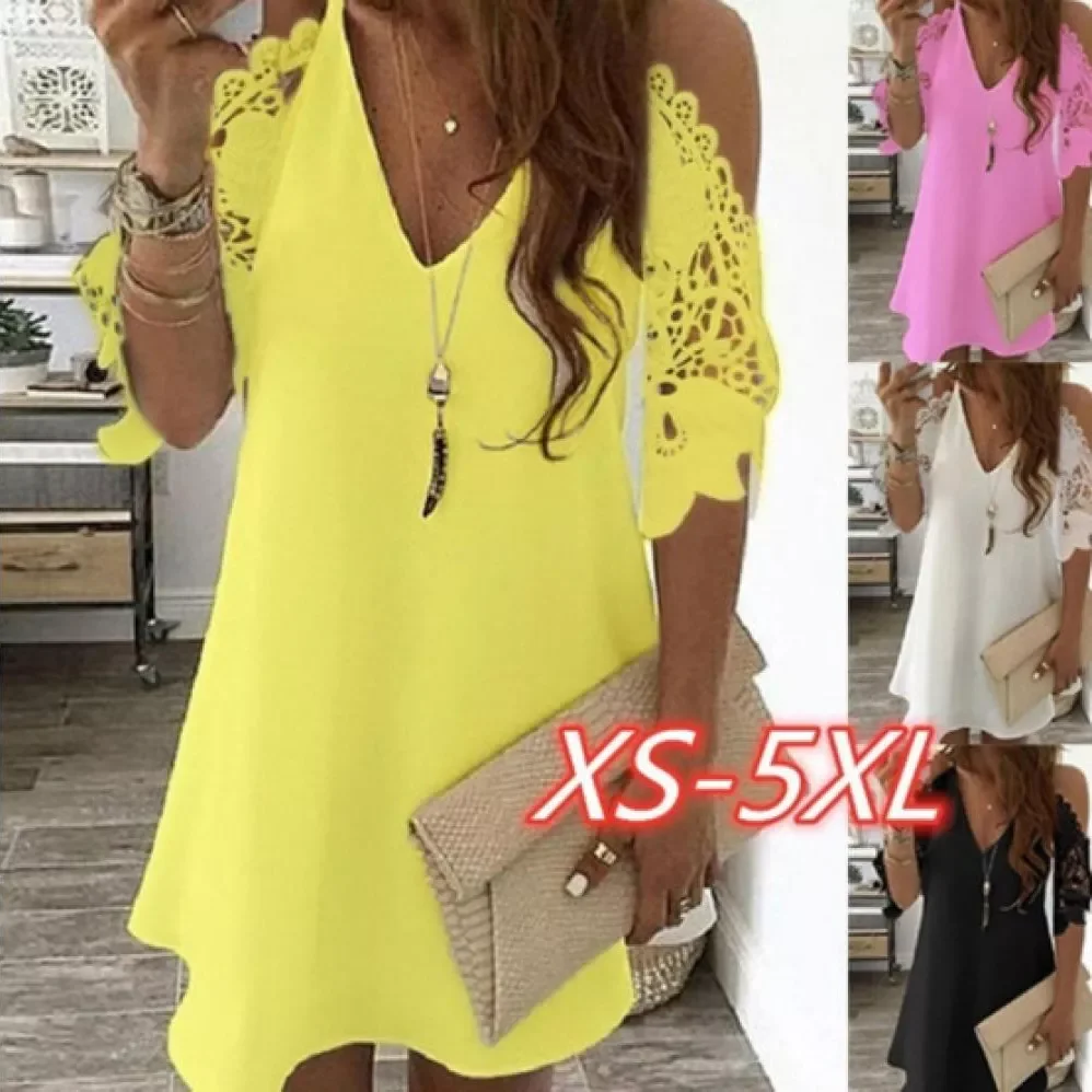 Plus Size Vintage Sexy Mini Dress Women Summer Lace Solid Color Dress Casual Loose Party Dress V-Neck Sling Sundress Vestidos
Plus Size Vintage Sexy Mini Dress Women Summer Lace Solid Color Dress Casual Loose Party Dress V-Neck Sling Sundress Vestidos