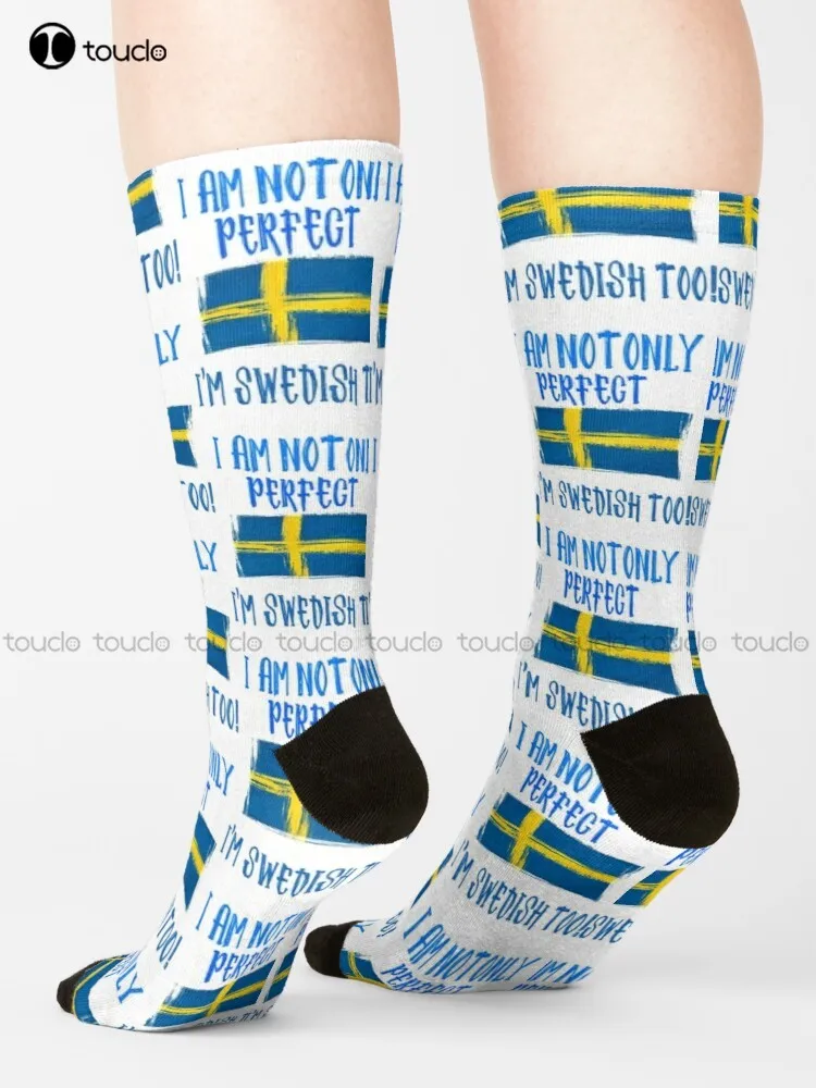 

I Am Not Only Perfect I'M Swedish Too Flag Socks Men'S Socks Unisex Adult Teen Youth Socks 360° Digital Print Gd Hip Hop Gift