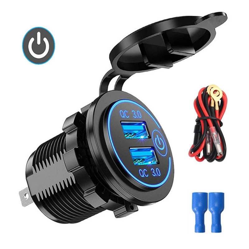 QC3.0 Quick Charge Socket Car Charger Dual USB 12V-24V-Cigarette-Lighter With Swith Touch Switch For Phone Ipad Charge
QC3.0 Quick Charge Socket Car Charger Dual USB 12V-24V-Cigarette-Lighter With Swith Touch Switch For Phone Ipad Charge