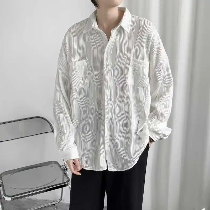Pleated long-sleeved shirt men's summer design sense niche Hong Kong style ice silk trend tide brand loose shirt
Pleated long-sleeved shirt men's summer design sense niche Hong Kong style ice silk trend tide brand loose shirt