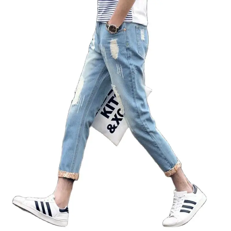 Wholesale 2022 Fashion Denim Casual Teenagers Men's Ankle Length Jeans Men's Teenagers Ripped Pants Lace Pants Men
Wholesale 2022 Fashion Denim Casual Teenagers Men's Ankle Length Jeans Men's Teenagers Ripped Pants Lace Pants Men