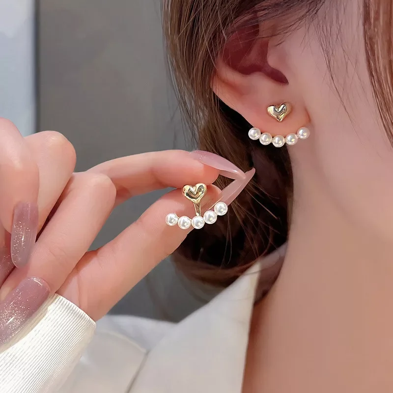 New Elegant Metal Heart-Shaped Back Hanging Pearl Earrings Korean Fashion Jewelry For Woman Girls Accessories Wholesale
New Elegant Metal Heart-Shaped Back Hanging Pearl Earrings Korean Fashion Jewelry For Woman Girls Accessories Wholesale