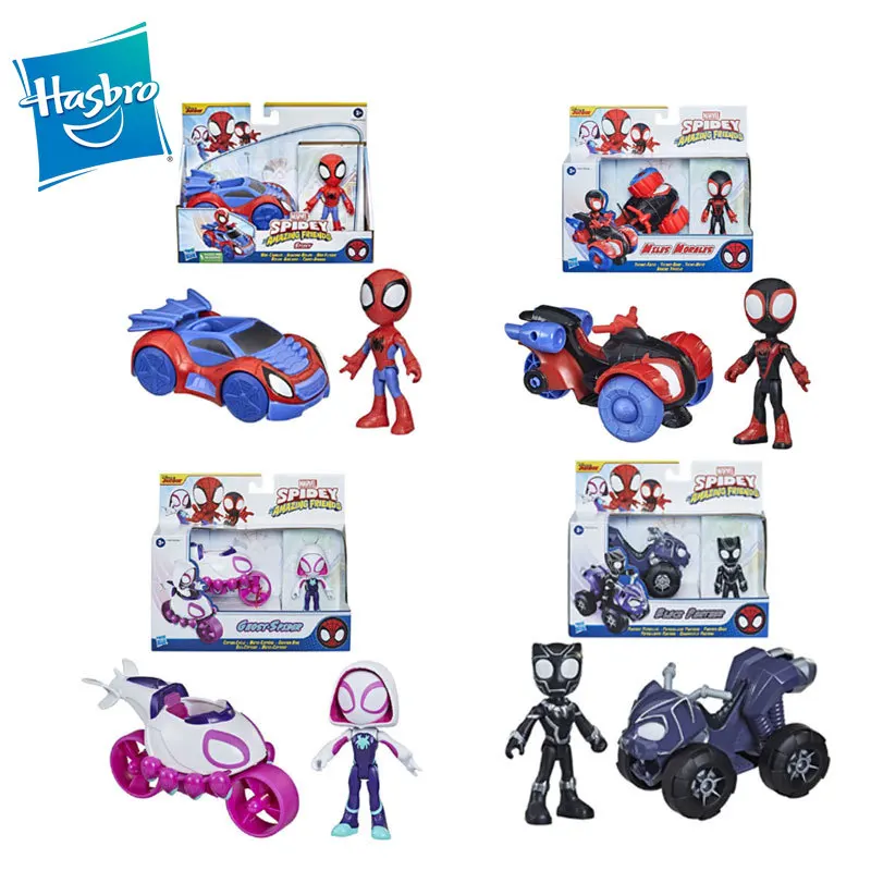 

Hasbro Marvel Spidey and His Amazing Friends Action Figure Spiderman Miles Morales Kids Toys Car Ghost-spider Black Pather 4inch