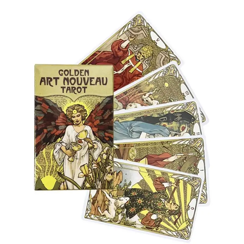 Golden Art Nouveau Tarot Decks Oracles Cards Deck Divination Game Supply Women Girls Table Board Game Fate Telling Party Favor
Golden Art Nouveau Tarot Decks Oracles Cards Deck Divination Game Supply Women Girls Table Board Game Fate Telling Party Favor