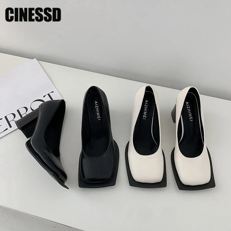 Square Toe Women Thick Heels Slip On Loafers Punk 2023 New Summer Autumn Ladies Black Pumps Female Single Shoes White Design
Square Toe Women Thick Heels Slip On Loafers Punk 2023 New Summer Autumn Ladies Black Pumps Female Single Shoes White Design