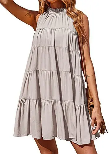 

2022 Pleated Layered Sleeveless Sling Maternity Dress WHITE