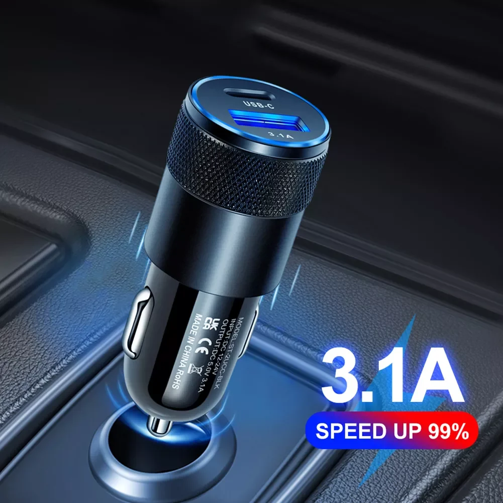 3.1A 15W Car Chargers Fast Charging For Car Phone Mini USB C Quick Fast Charging Adapter Aluminum Dual USB Car-charger Adapter
3.1A 15W Car Chargers Fast Charging For Car Phone Mini USB C Quick Fast Charging Adapter Aluminum Dual USB Car-charger Adapter