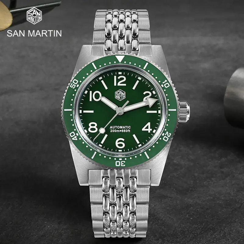 

San Martin 37mm 62Mas Men Automatic Machinery Watch PT5000 Diver Sport Wristwatch Luxury Sapphire Crystal Waterproof 20Bar BGW-9