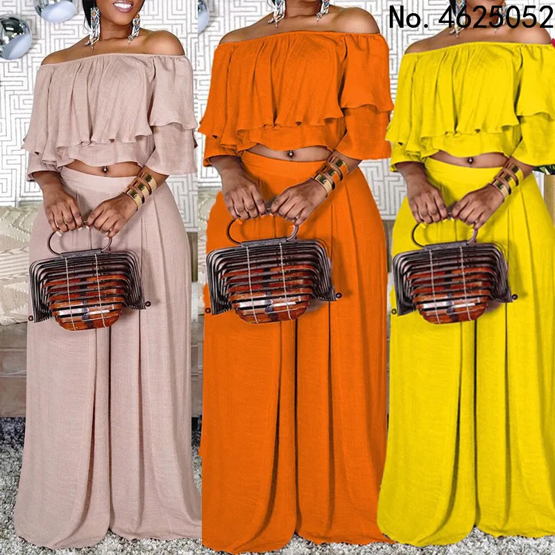 dress Africa Ladies Dress Wide-legged Pants Off Shouder Falbala Dresses Sexy Midriff-baring Two Piece Leisure Suit
dress Africa Ladies Dress Wide-legged Pants Off Shouder Falbala Dresses Sexy Midriff-baring Two Piece Leisure Suit