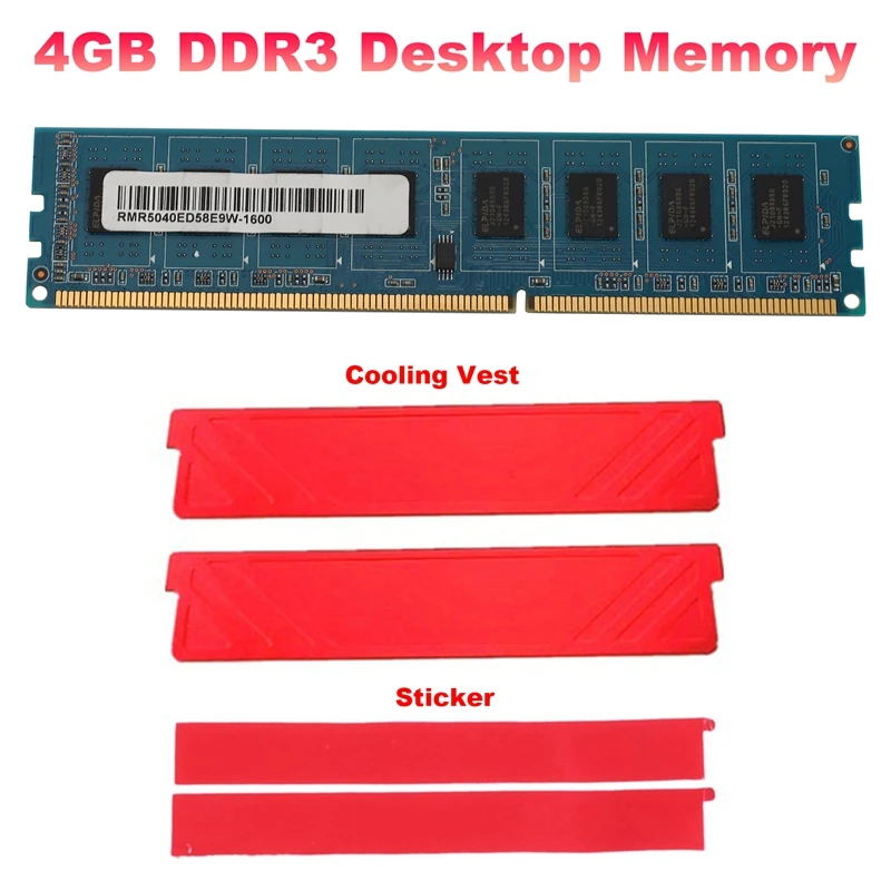 

Память для настольного компьютера DDR3 4 Гб + охлаждающий жилет 2RX8 1600 МГц PC3-12800U 240 контактов 1,5 в DIMM ОЗУ для материнской платы AMD