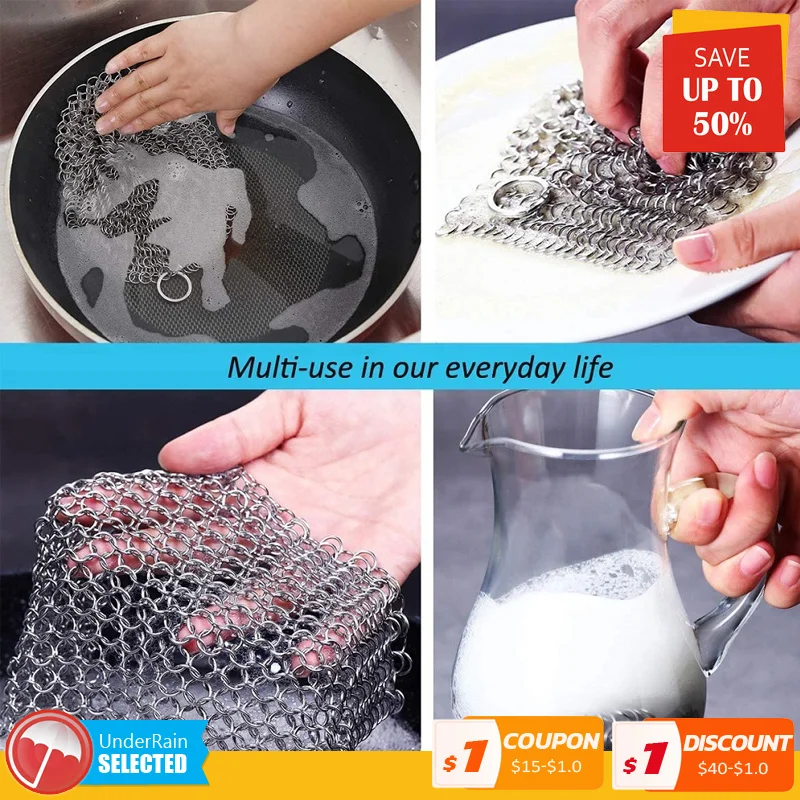 Stainless Steel Kitchen Cleaning Ring Cloth Chain Scrubber Pan Scraper Cookware Accessories Reusable Washing Net Cleaning Tool
Stainless Steel Kitchen Cleaning Ring Cloth Chain Scrubber Pan Scraper Cookware Accessories Reusable Washing Net Cleaning Tool