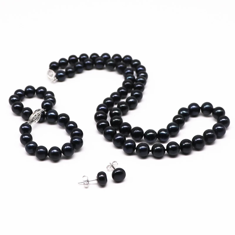 Natural Pearl Necklace Sets Bracelet Earrings Wedding Jewelry For Bride Real Black Freshwater Making Near Round Beads Choker Top
Natural Pearl Necklace Sets Bracelet Earrings Wedding Jewelry For Bride Real Black Freshwater Making Near Round Beads Choker Top