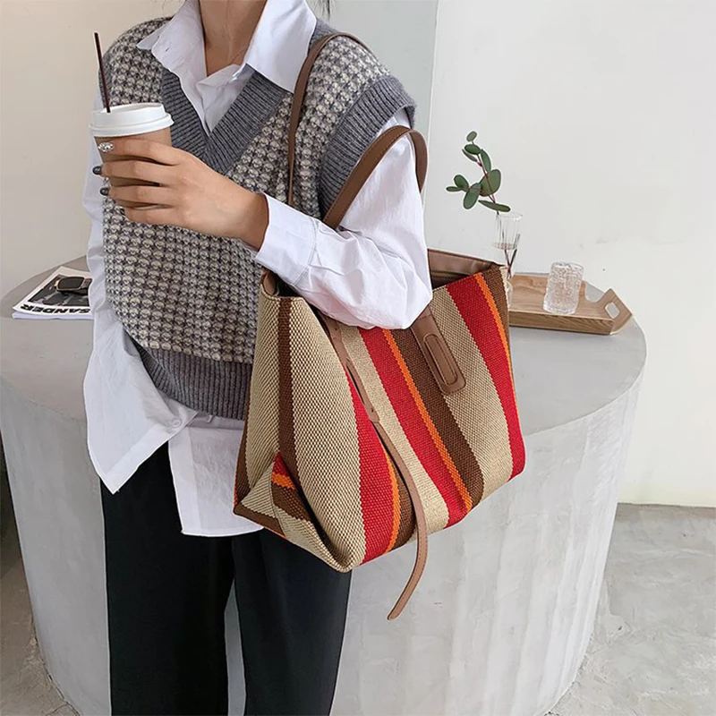 Simple Retro Handbag Small Fresh Striped Canvas Bags for Women 2022 Casual Literature and Art Large-Capacity Shoulder Bag Female
Simple Retro Handbag Small Fresh Striped Canvas Bags for Women 2022 Casual Literature and Art Large-Capacity Shoulder Bag Female