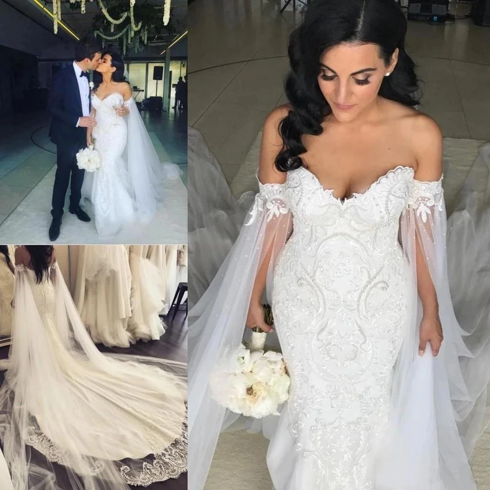 ANGELSBRIDEP Sweetheart Mermaid Wedding Dresses Sexy Cape Design Lace Beading Robe De Mariee Formal Bridal Gowns HOT SALE
ANGELSBRIDEP Sweetheart Mermaid Wedding Dresses Sexy Cape Design Lace Beading Robe De Mariee Formal Bridal Gowns HOT SALE