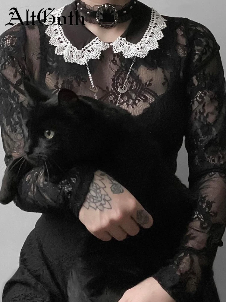 AltGoth Mall Gothic Lace T-shirt Women Aesthetic Vintage Long Sleeve Crop Tee Tops Fairycore Grunge Cottagecore Y2k Punk T-shirt
AltGoth Mall Gothic Lace T-shirt Women Aesthetic Vintage Long Sleeve Crop Tee Tops Fairycore Grunge Cottagecore Y2k Punk T-shirt