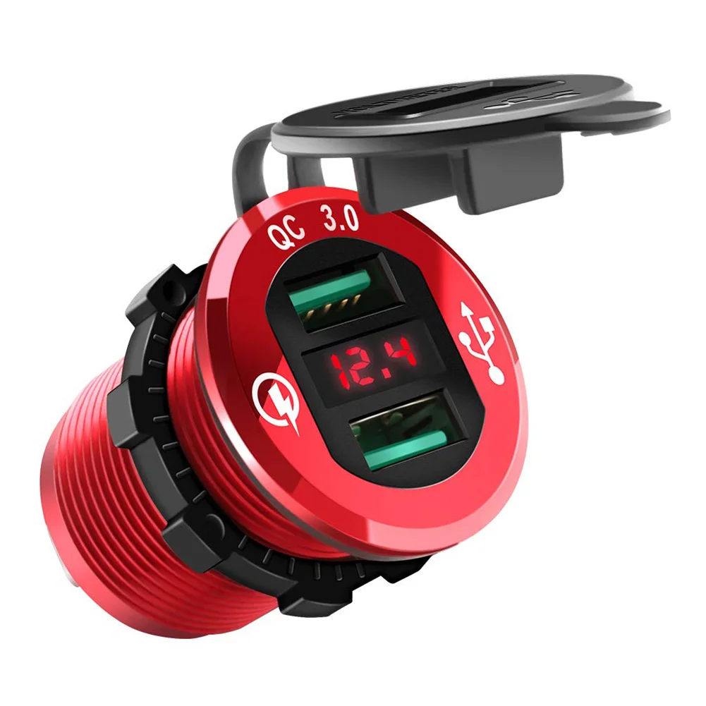 Quick Charge 3.0 Dual USB Charger Waterproof Socket Outlet Fast Charge LED Voltmeter for 12/24V Car Boat Motorcycle Bus Truck
Quick Charge 3.0 Dual USB Charger Waterproof Socket Outlet Fast Charge LED Voltmeter for 12/24V Car Boat Motorcycle Bus Truck