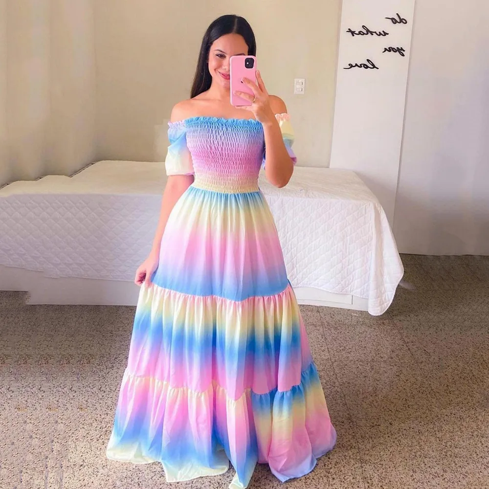 Women's Dresses 2022 New Spring Summer Floral Print Casual Fashion One Shoulder Off The Shoulder Short Sleeved Long Dress
Women's Dresses 2022 New Spring Summer Floral Print Casual Fashion One Shoulder Off The Shoulder Short Sleeved Long Dress