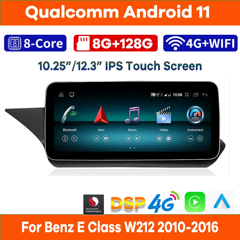 10.25"/12.3" Qualcomm Android 11 Car Video Player GPS Navitation for Mercedes Benz E Class W212 CarPlay Stereo Screen Headunit
10.25"/12.3" Qualcomm Android 11 Car Video Player GPS Navitation for Mercedes Benz E Class W212 CarPlay Stereo Screen Headunit