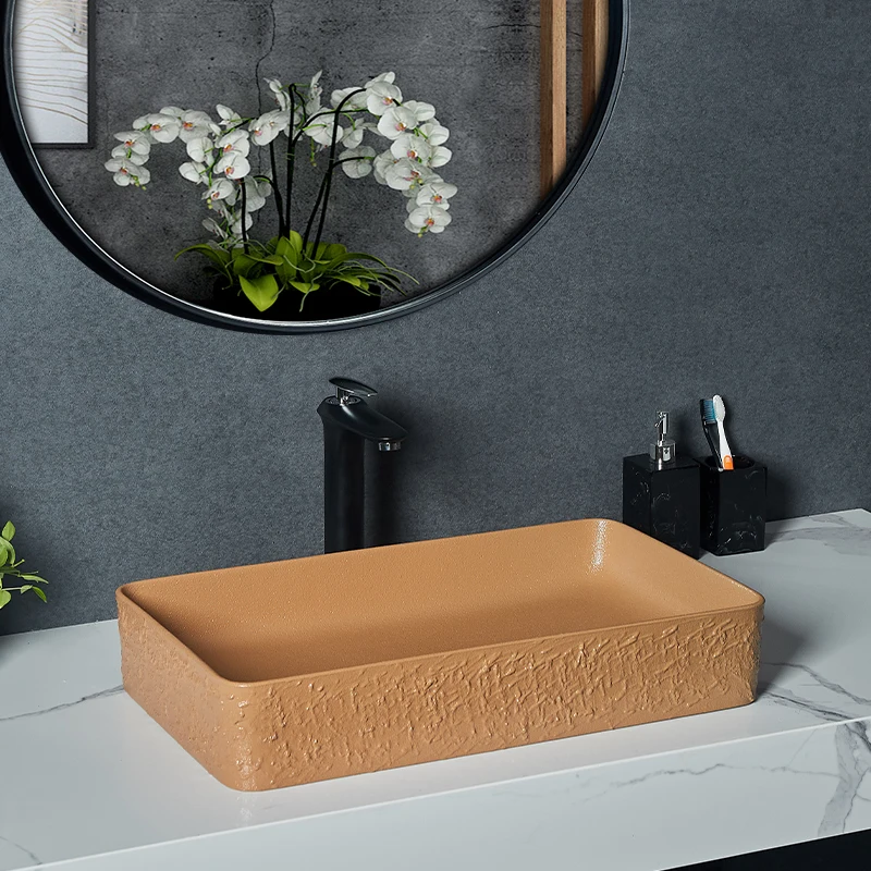 Nordic Light Luxury Brown Above Counter Basin Square Ceramic Washbasin Pool Household Washbasin Single Basin Art Basin
Nordic Light Luxury Brown Above Counter Basin Square Ceramic Washbasin Pool Household Washbasin Single Basin Art Basin