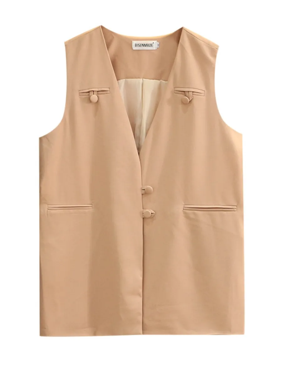 Plus Size Women Clothing Suit Vest Sleeveless Polyester V-Neck Casual Pockets Solid Sleeveless Long Jacket
Plus Size Women Clothing Suit Vest Sleeveless Polyester V-Neck Casual Pockets Solid Sleeveless Long Jacket