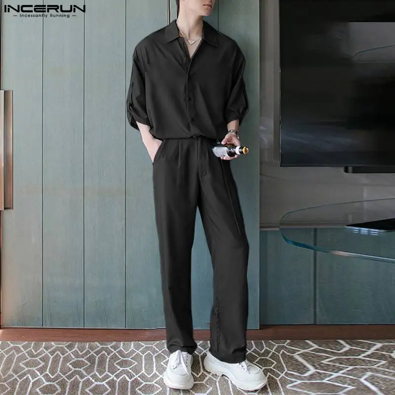 Korean Style New Men Short Sleeved Shirt Pants Sets Male Fashion Solid All-match Casual Sports Two-piece Sets S-5XL INCERUN 2023
Korean Style New Men Short Sleeved Shirt Pants Sets Male Fashion Solid All-match Casual Sports Two-piece Sets S-5XL INCERUN 2023