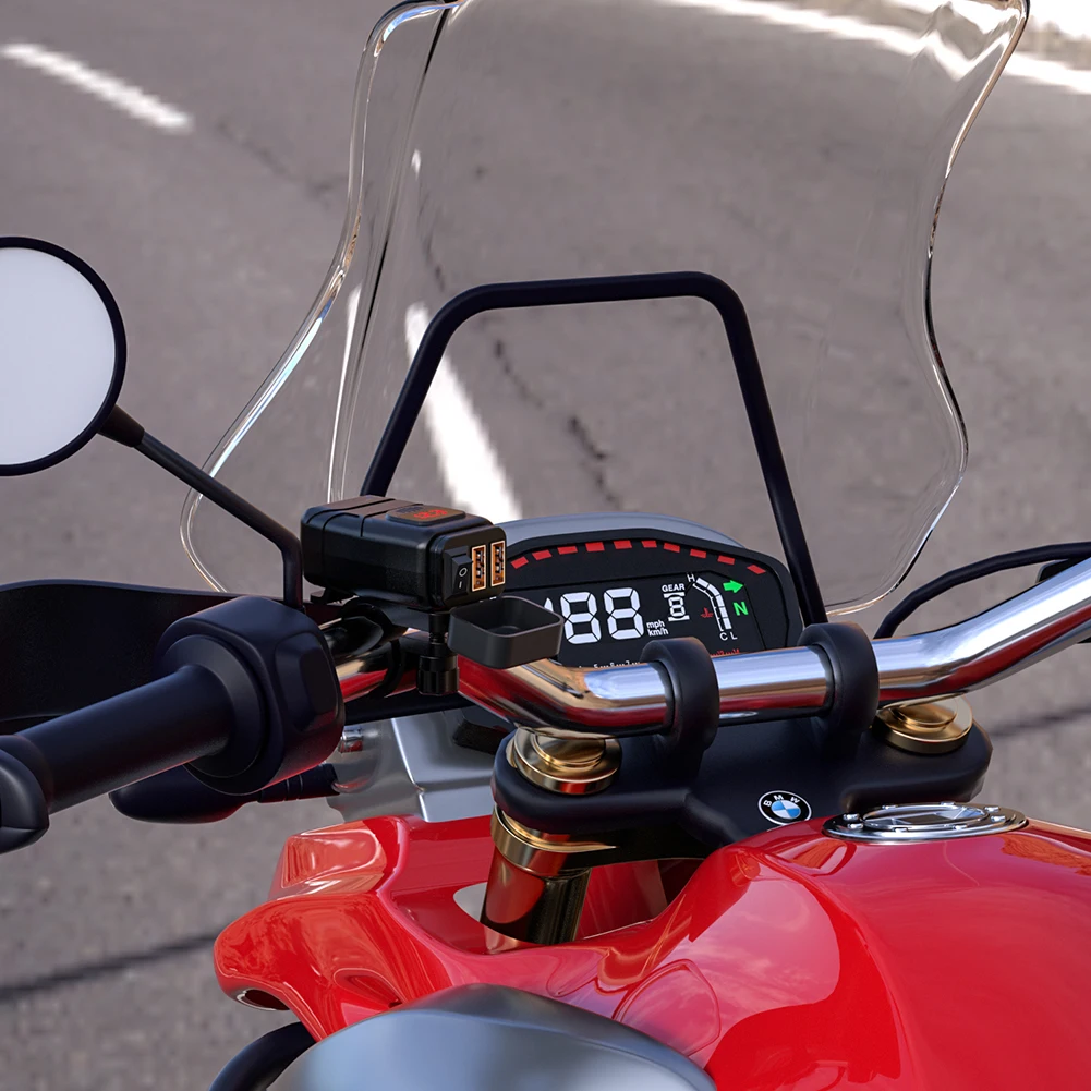 Motorbike Dual Ports Adapter USB Charger with Voltage Digital Display Electronics Accessories Motorcycle Mobile Phone Charger
Motorbike Dual Ports Adapter USB Charger with Voltage Digital Display Electronics Accessories Motorcycle Mobile Phone Charger