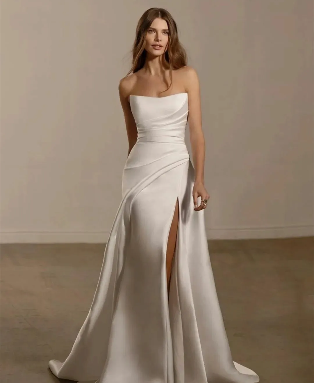 Vintage Long Satin Wedding Dresses With Removable Sleeves Mermaid Strapless Vestido de Novia Bridal Gowns Simple for Women
Vintage Long Satin Wedding Dresses With Removable Sleeves Mermaid Strapless Vestido de Novia Bridal Gowns Simple for Women