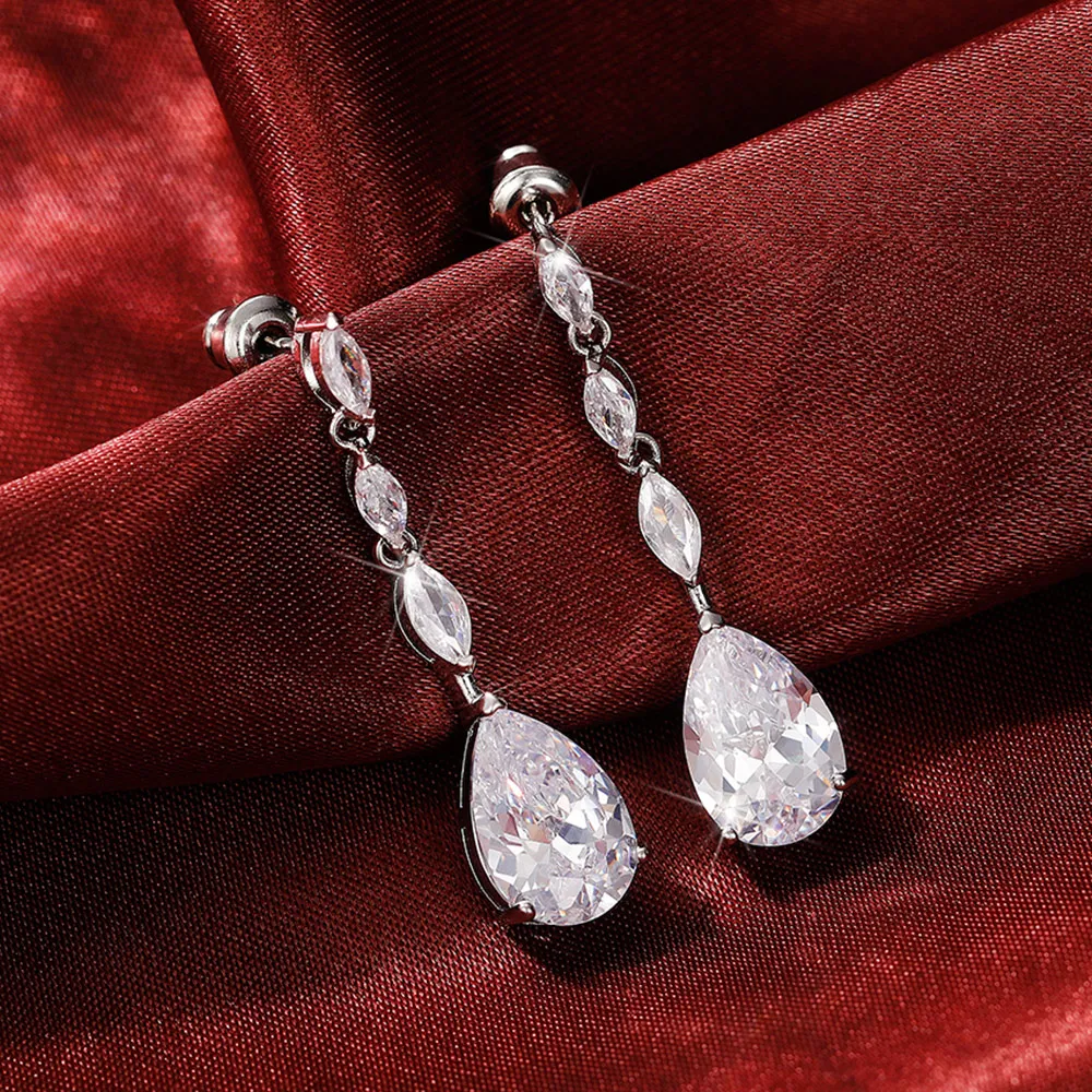 Huitan Temperament Bridal Hanging Earrings for Wedding Silver Color Luxury CZ Dangle Earrings Fashion Women's Ear Jewelry 2022
Huitan Temperament Bridal Hanging Earrings for Wedding Silver Color Luxury CZ Dangle Earrings Fashion Women's Ear Jewelry 2022