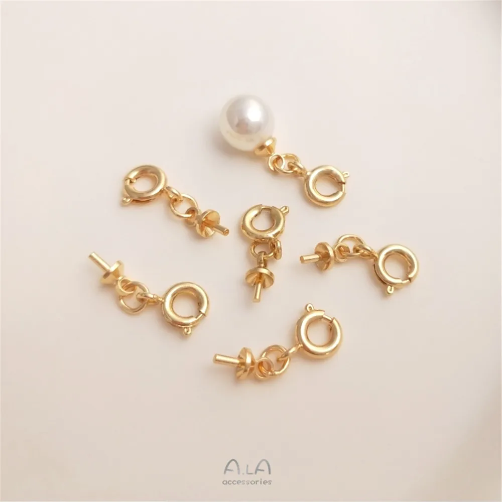 14K Gold Filled Plated All-purpose clasp Spring clasp Crystal pearl half hole bead holder pendant clasp Diy jewelry accessories
14K Gold Filled Plated All-purpose clasp Spring clasp Crystal pearl half hole bead holder pendant clasp Diy jewelry accessories