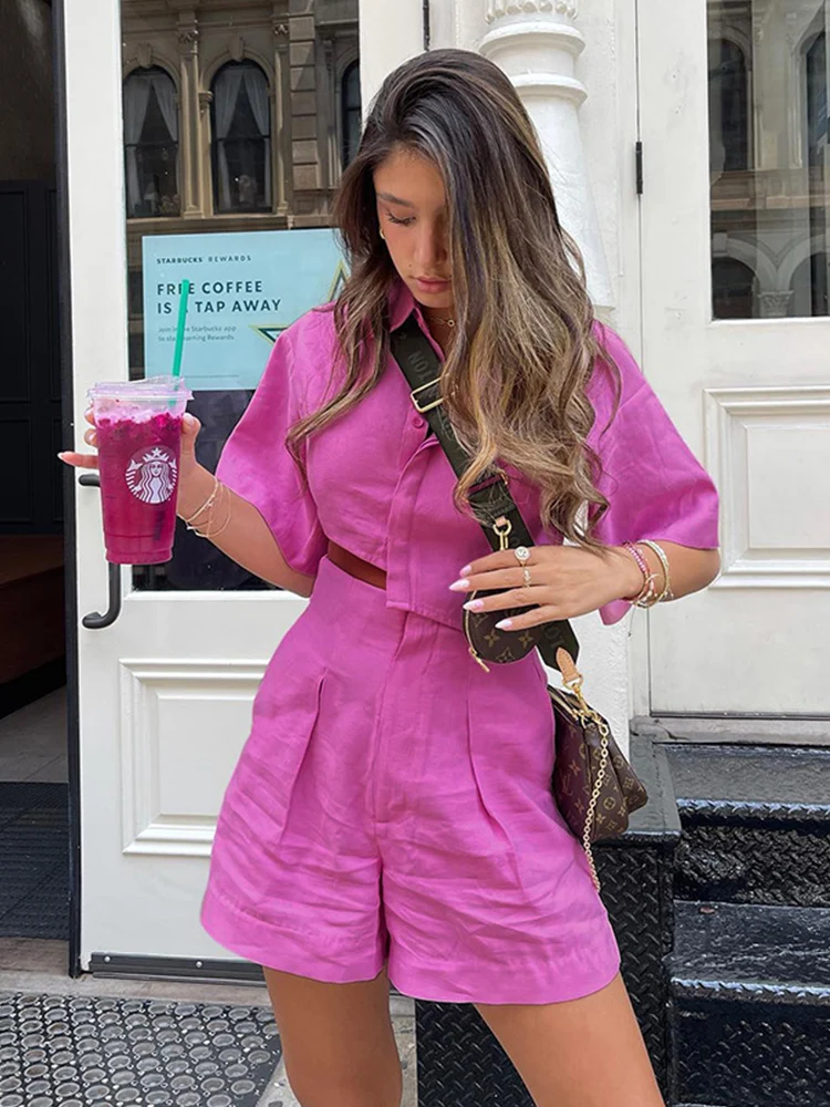 Foridol Rose Red Cotton Linen Casual Shorts Sets Button Irregular Trimmed Crop Top Wide Leg Shorts Suits Outfits Summer Romper
Foridol Rose Red Cotton Linen Casual Shorts Sets Button Irregular Trimmed Crop Top Wide Leg Shorts Suits Outfits Summer Romper