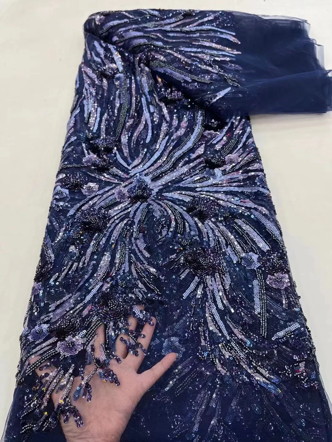 2023 Navy blue African Sequins Lace Fabric Luxury French Nigerian Beaded Mesh Lace Fabric High Quality Wedding Dress
2023 Navy blue African Sequins Lace Fabric Luxury French Nigerian Beaded Mesh Lace Fabric High Quality Wedding Dress