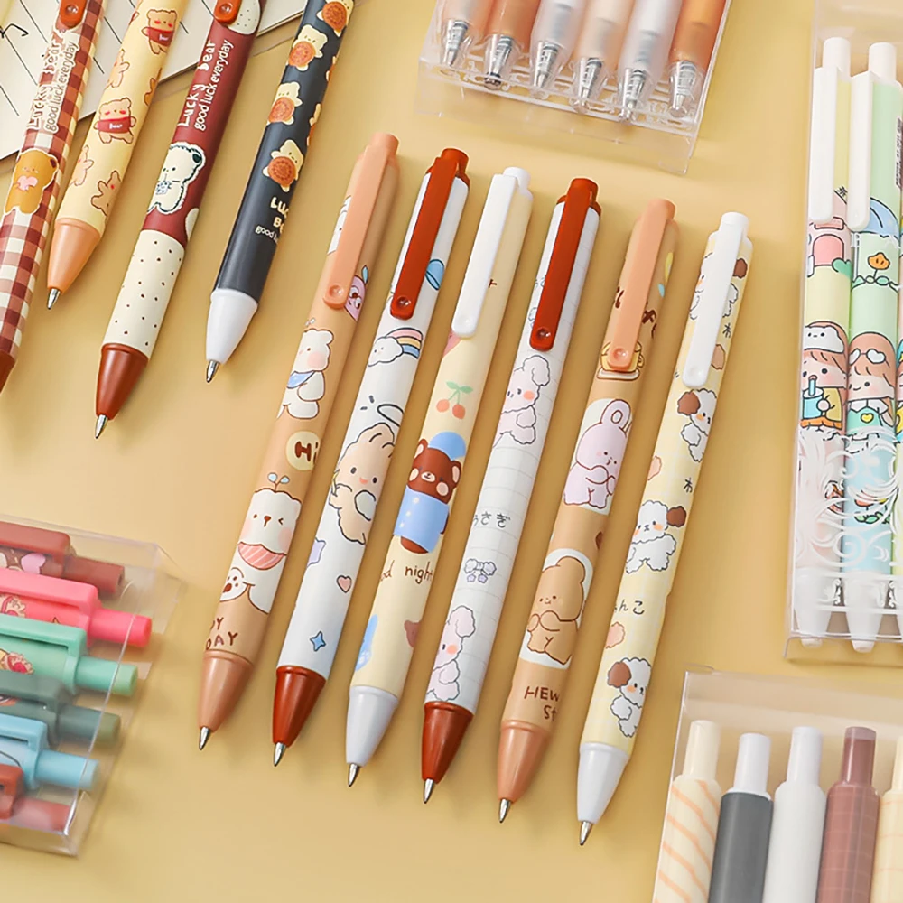 6Pcs/Set 0.5mm Bullet Black Ink Cartoon Press Pen Writing Gel Pen Student Exam Signature Office Cute Kawaii Stationary Supplies
6Pcs/Set 0.5mm Bullet Black Ink Cartoon Press Pen Writing Gel Pen Student Exam Signature Office Cute Kawaii Stationary Supplies