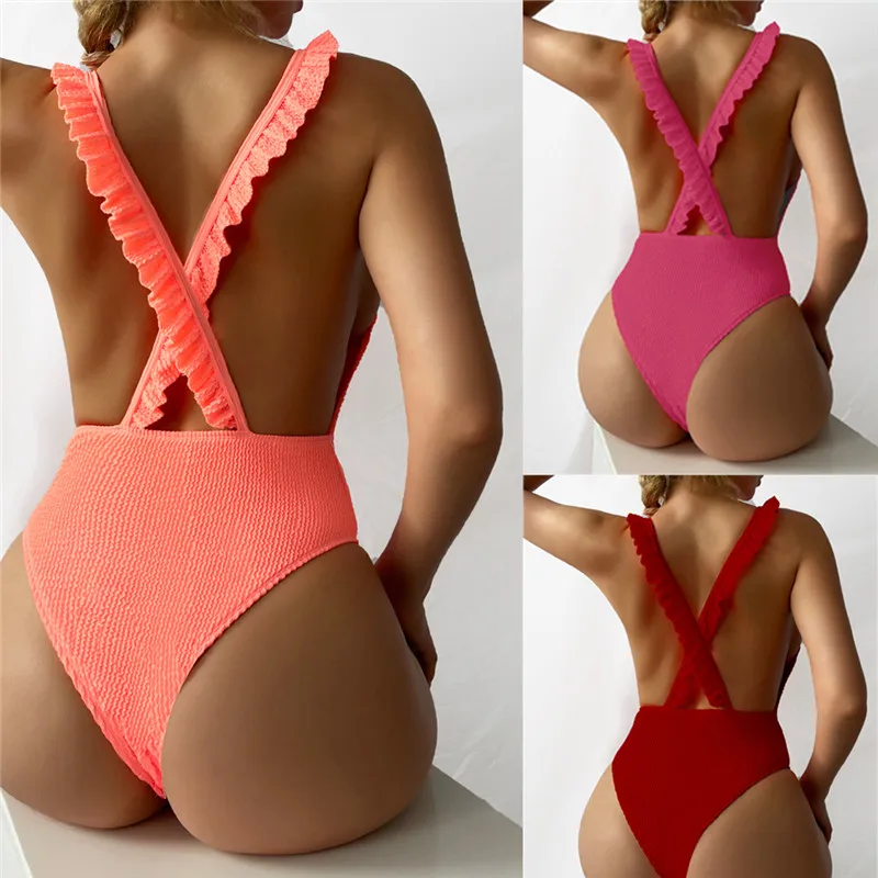 V Neck One Piece Swimsuit For Women Ruffle Swimwear Woman Solid Monokini Sexy Bodysuit Sports Bathing Suit Beach Wear 2023
V Neck One Piece Swimsuit For Women Ruffle Swimwear Woman Solid Monokini Sexy Bodysuit Sports Bathing Suit Beach Wear 2023
