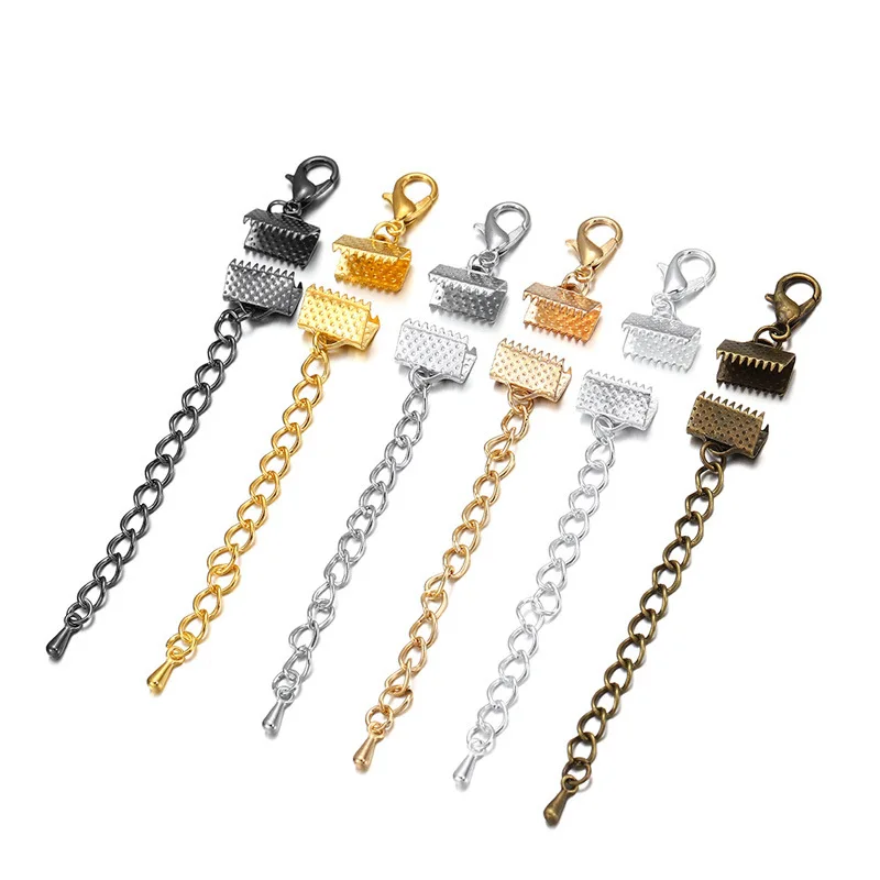 10pcs/lot Ribbon Leather Cord End Fastener Clasps with Chains Lobster Clasps Connectors for Bracelet Diy Jewelry Making Findings
10pcs/lot Ribbon Leather Cord End Fastener Clasps with Chains Lobster Clasps Connectors for Bracelet Diy Jewelry Making Findings