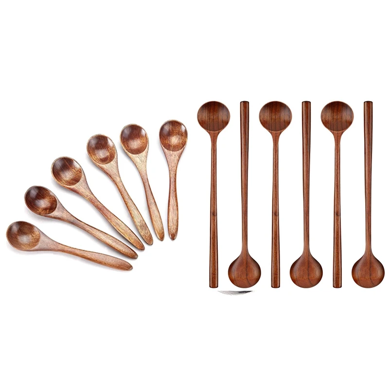 6Pcs Wooden Long Spoons Long Handle Round Spoons With 6Pcs Small Wooden Spoons,Wooden Teaspoon
6Pcs Wooden Long Spoons Long Handle Round Spoons With 6Pcs Small Wooden Spoons,Wooden Teaspoon