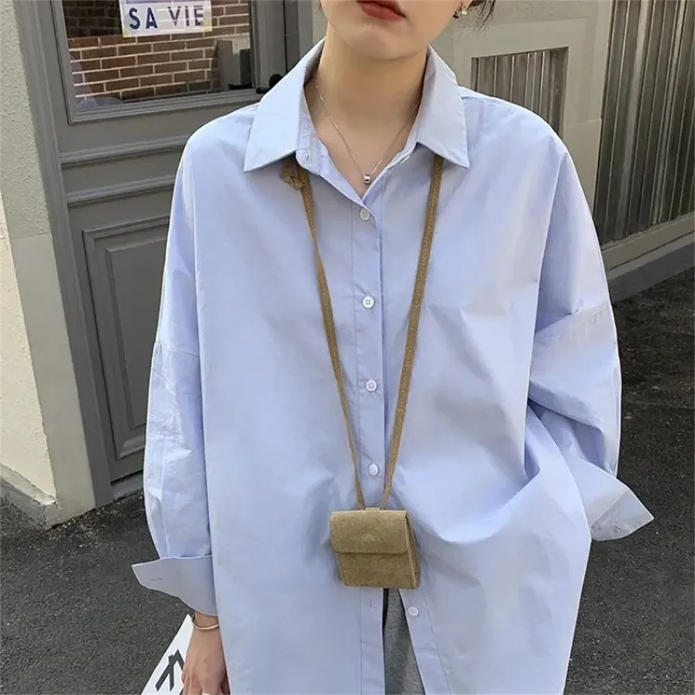 2023 New Preppy Style Women Simple Shirt Korean Fashion Loose Blouse Autumn Long Sleeve All Match Design White Blue Tops
2023 New Preppy Style Women Simple Shirt Korean Fashion Loose Blouse Autumn Long Sleeve All Match Design White Blue Tops